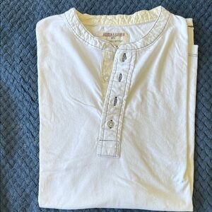 Hudson & Barrow White Long Sleeve Henley Shirt